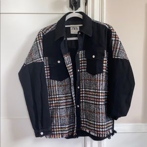 Zara Black/Plaid oversized jacket